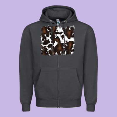 Cowhide Zipper Hoodie Designed By Ranaportraitstore