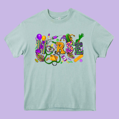 Nurse Mardi Gras Heavy Core Tee Designed By Fadigitalartstudio