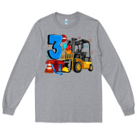 Heather Grey forklift birthday three Long Sleeve Tee - Artiststas