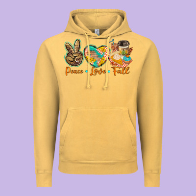 Peace Love Fall Vintage Hoodie Designed By Barkaloodesign