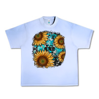 Grape Ice sunflower cowhide and turquoise patches Urban Heavy Tee - RanaPortraitStore