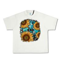 Pistachio sunflower cowhide and turquoise patches Urban Heavy Tee - RanaPortraitStore