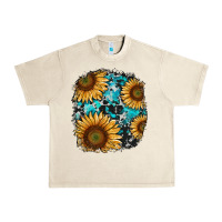 Sandshell sunflower cowhide and turquoise patches Urban Heavy Tee - RanaPortraitStore