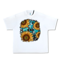 White sunflower cowhide and turquoise patches Urban Heavy Tee - RanaPortraitStore
