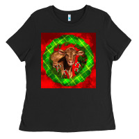 Black christmas red angus calf Ladies Tee - LillyAllenDesigns