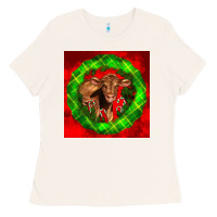 Bone christmas red angus calf Ladies Tee - LillyAllenDesigns