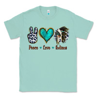 Seafoam Peace Love Indians Classic Tee - Jasminsmagicworld