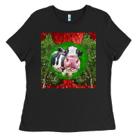 Black christmas holstein Ladies Tee - LillyAllenDesigns