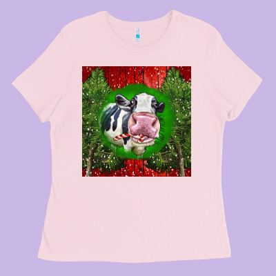 Christmas Holstein Ladies Tee Designed By Lillyallendesigns