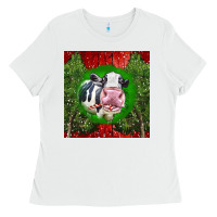 White christmas holstein Ladies Tee - LillyAllenDesigns