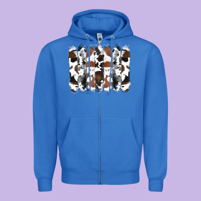 Cowhide Brushstrokes Zipper Hoodie Designed By Ranaportraitstore