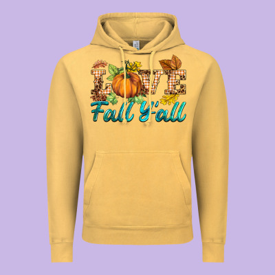 Love Fall Y'all Vintage Hoodie Designed By Barkaloodesign