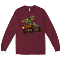 Burgundy monster truck and t rex dinosaur Long Sleeve Tee - Artiststas