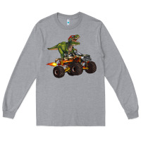 Heather Grey monster truck and t rex dinosaur Long Sleeve Tee - Artiststas