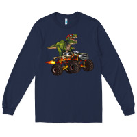 Navy monster truck and t rex dinosaur Long Sleeve Tee - Artiststas