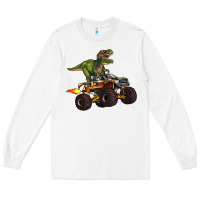 White monster truck and t rex dinosaur Long Sleeve Tee - Artiststas