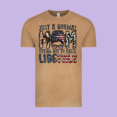 Just A Regular Mom Trying Not To Raise Liberals Vintage Tee Designed By Cowhidedigitalart