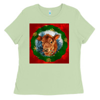 Matcha christmas red angus calf head Ladies Tee - LillyAllenDesigns