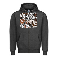 Charcoal Heather cowhide background Zipper Hoodie - RanaPortraitStore