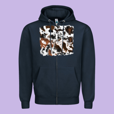 Cowhide Background Zipper Hoodie Designed By Ranaportraitstore