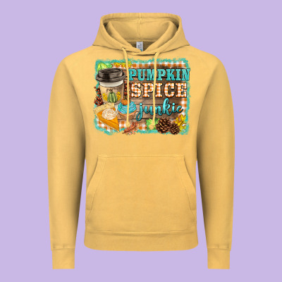 Pumpkin Spice Junkie Vintage Hoodie Designed By Barkaloodesign