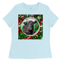 Baby Blue christmas black angus cow Ladies Tee - LillyAllenDesigns