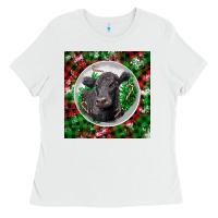 White christmas black angus cow Ladies Tee - LillyAllenDesigns