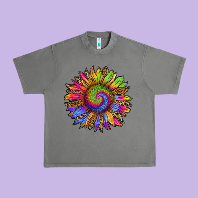 Tie Dye Sunflower Urban Heavy Tee Designed By Ranaportraitstore