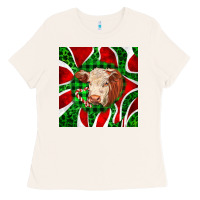 Bone christmas hereford cow face Ladies Tee - LillyAllenDesigns