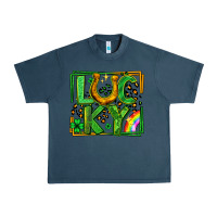 Midnight Navy lucky horseshoe st patricks day leopard frame Urban Heavy Tee - LillyAllenDesigns