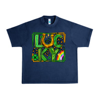 Navy lucky horseshoe st patricks day leopard frame Urban Heavy Tee - LillyAllenDesigns