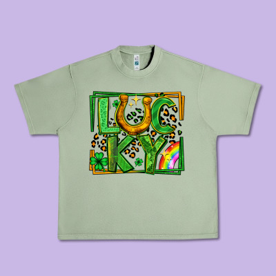 Lucky Horseshoe St Patricks Day Leopard Frame Urban Heavy Tee Designed By Lillyallendesigns