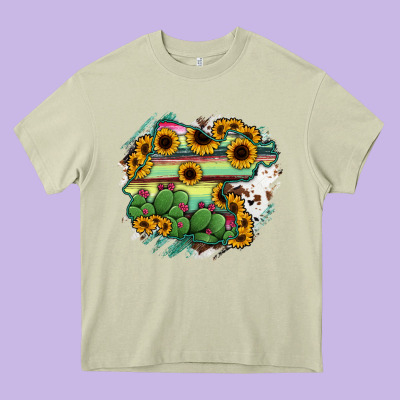 Guanajuato Sunflower Serape Map Heavy Core Tee Designed By Ranaportraitstore