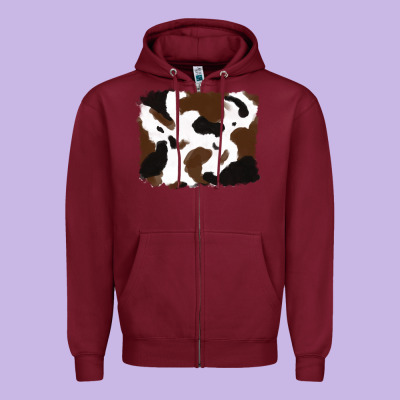 Cowhide Zipper Hoodie Designed By Ranaportraitstore