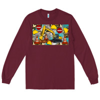 Burgundy excavator sippy Long Sleeve Tee - Artiststas