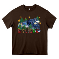 Chocolate Brown believe polar express christmas trees Heavy Core Tee - FaDigitalArtStudio