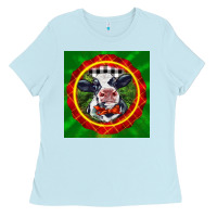 Baby Blue christmas baby holstein face Ladies Tee - LillyAllenDesigns