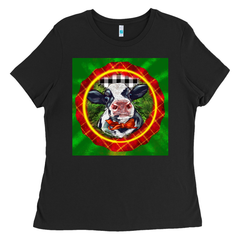 Christmas Baby Holstein Face Ladies Tee by LillyAllenDesigns | Teevron
