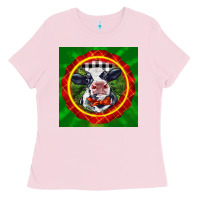 Bubblegum Pink christmas baby holstein face Ladies Tee - LillyAllenDesigns