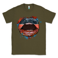 Army Green American flag lips 4th of july Classic Tee - FaDigitalArtStudio