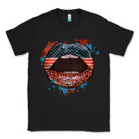 Black American flag lips 4th of july Classic Tee - FaDigitalArtStudio