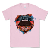 Bubblegum Pink American flag lips 4th of july Classic Tee - FaDigitalArtStudio