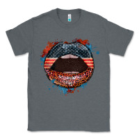 Charcoal Heather American flag lips 4th of july Classic Tee - FaDigitalArtStudio