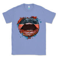 Colony Blue American flag lips 4th of july Classic Tee - FaDigitalArtStudio
