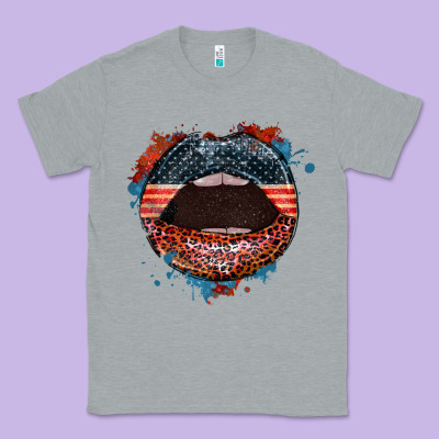 American Flag Lips 4th Of July Classic Tee Designed By Fadigitalartstudio