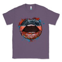 Lavender American flag lips 4th of july Classic Tee - FaDigitalArtStudio