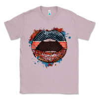 Lilac American flag lips 4th of july Classic Tee - FaDigitalArtStudio
