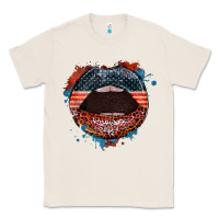 Natural American flag lips 4th of july Classic Tee - FaDigitalArtStudio