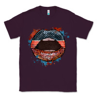 Plum American flag lips 4th of july Classic Tee - FaDigitalArtStudio