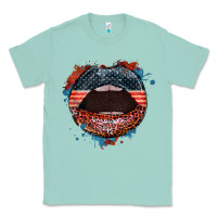 Seafoam American flag lips 4th of july Classic Tee - FaDigitalArtStudio
